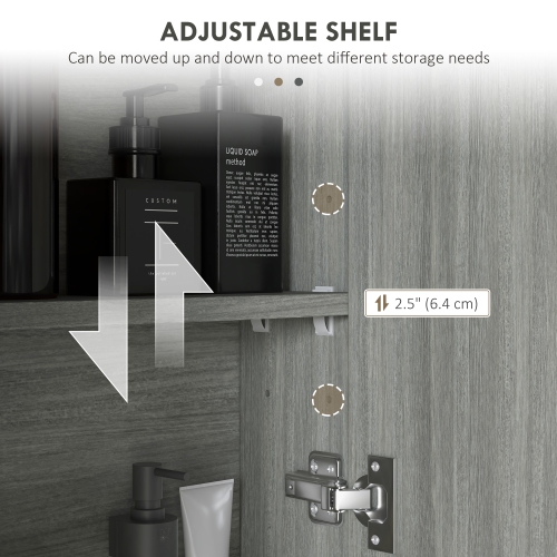 HOMCOM – Armoire à pharmacie murale avec miroir, organisateur d’armoire miroir de salle de bain avec tablette réglable, armoire à deux portes,