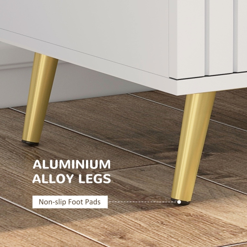 HOMCOM Dresser for Bedroom with 4 Drawers, Modern Chest of Drawers, Wood Storage Cabinet with Gold Aluminium Legs, White