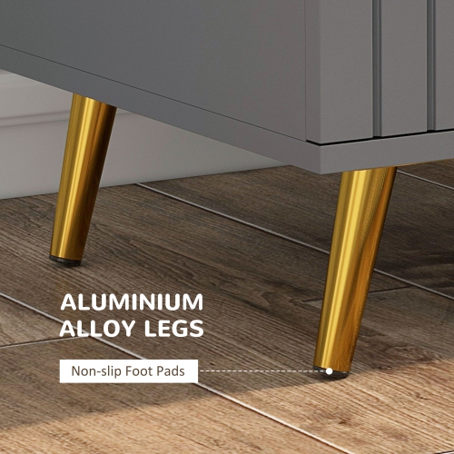 HOMCOM Dresser for Bedroom with 4 Drawers, Modern Chest of Drawers, Wood Storage Cabinet with Gold Aluminium Legs, Dark Grey