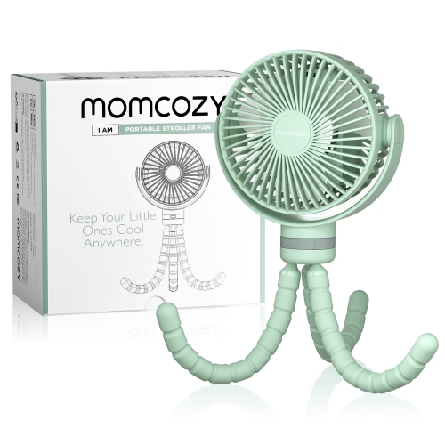 Momcozy Portable Stroller Fan, 8000mAh, 27H Ultra-long Battery Life, Detachable 4 Speed 360°Rotate, LED Night Light with 2 Modes, USB Rechargeable Ha