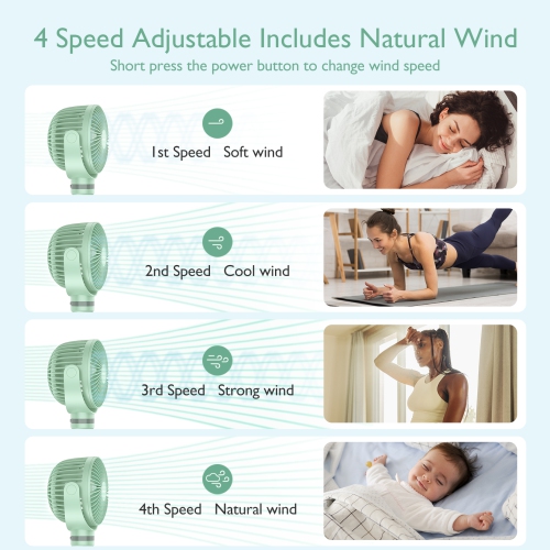 Momcozy Portable Stroller Fan, 8000mAh, 27H Ultra-long Battery Life, Detachable 4 Speed 360°Rotate, LED Night Light with 2 Modes, USB Rechargeable