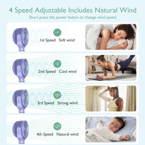 Momcozy Portable Stroller Fan, 8000mAh, 27H Ultra-long Battery Life, Detachable 4 Speed 360°Rotate, LED Night Light with 2 Modes, USB Rechargeable