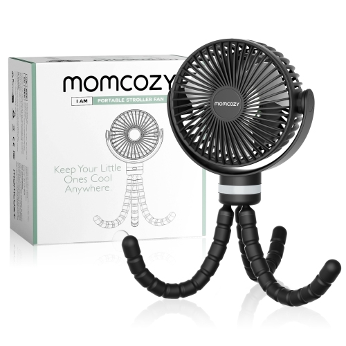 Momcozy Portable Stroller Fan, 8000mAh, 27H Ultra-long Battery Life, Detachable 4 Speed 360°Rotate, LED Night Light with 2 Modes, USB Rechargeable Ha