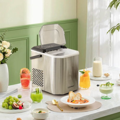 Costway Countertop Ice Maker Portable Ice Making Machine 6-13 Mins 9 Ice 26.5 lbs/24 Hrs