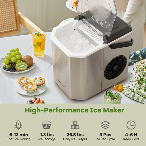 Costway Countertop Ice Maker Portable Ice Making Machine 6-13 Mins 9 Ice 26.5 lbs/24 Hrs