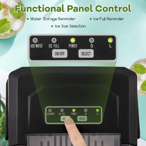 Costway Countertop Ice Maker Portable Ice Making Machine 6-13 Mins 9 Ice 26.5 lbs/24 Hrs