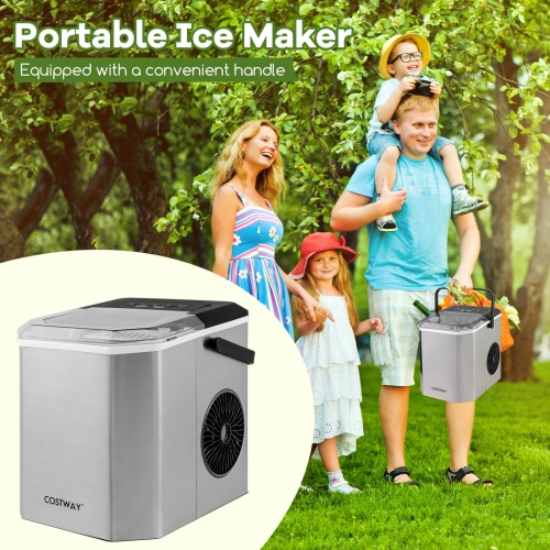 Costway Countertop Ice Maker Portable Ice Making Machine 6-13 Mins 9 Ice 26.5 lbs/24 Hrs