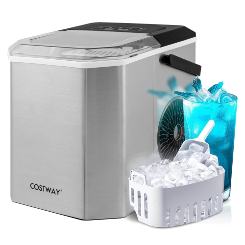 Costway Countertop Ice Maker Portable Ice Making Machine 6-13 Mins 9 Ice 26.5 lbs/24 Hrs