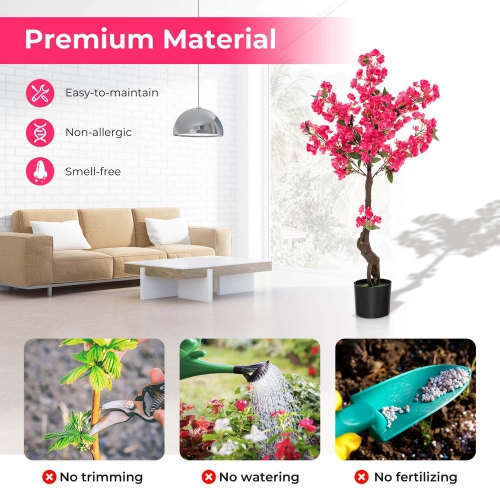 Costway 2 Pack 42" Artificial Plum Blossom Tree with 92 Flowers & Realistic Trunk Indoor