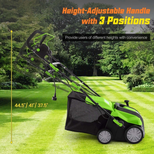 IRONMAX 16-Inch Electric Dethatcher & Scarifier 15A 2-In-1 Lawn Dethatcher
