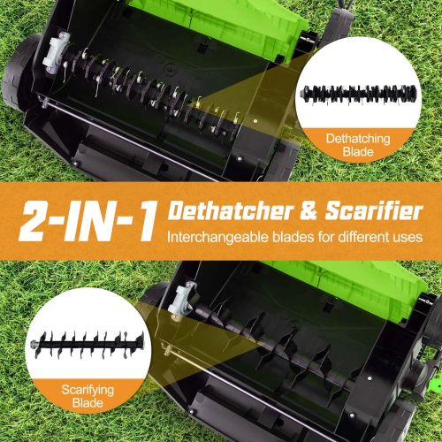 IRONMAX 16-Inch Electric Dethatcher & Scarifier 15A 2-In-1 Lawn Dethatcher