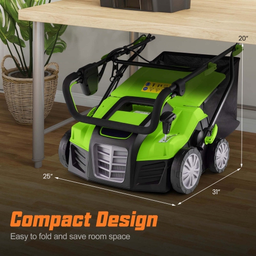 IRONMAX 16-Inch Electric Dethatcher & Scarifier 15A 2-In-1 Lawn Dethatcher