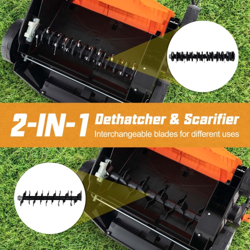IRONMAX 16-Inch Electric Dethatcher & Scarifier 15A 2-In-1 Lawn Dethatcher