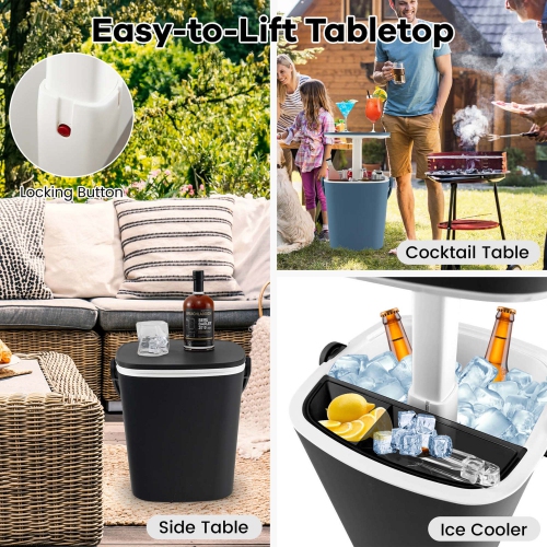 Costway 4 Gallon Portable Cooler Bar Table with Handle Bottle Opener & Lift Top Lid