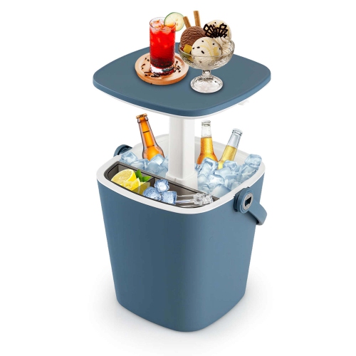 Costway 4 Gallon Portable Cooler Bar Table with Handle Bottle Opener & Lift Top Lid