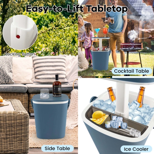 Costway 4 Gallon Portable Cooler Bar Table with Handle Bottle Opener & Lift Top Lid