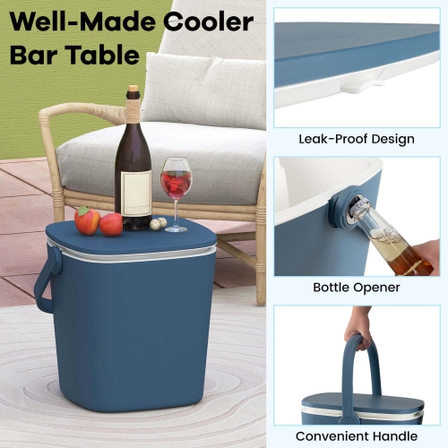 Costway 4 Gallon Portable Cooler Bar Table with Handle Bottle Opener & Lift Top Lid