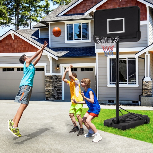 Gymax 6.5-10 FT Adjustable Portable Basketball Hoop w/ 44 Inch Shatterproof Backboard
