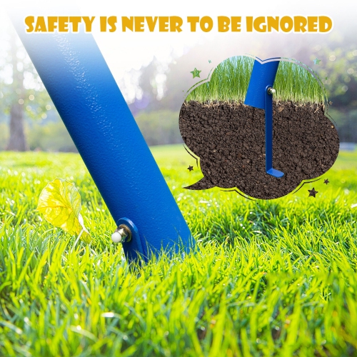 Gymax Metal Swing Set for Backyard w/ A-frame Stand & Adjustable Hanging Ropes