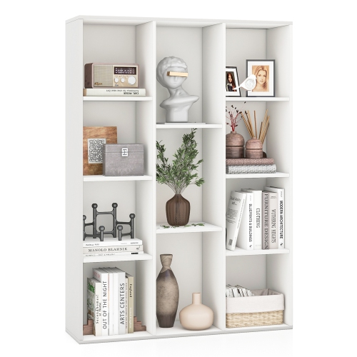 GYMAX  11-Cube Bookcase Modern Geometric Bookshelf Storage W/ Anti-Tipping Kits