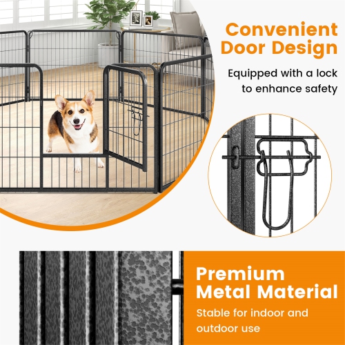 Gymax Dog Playpen Indoor Outdoor 8 Panel 24'' Height Pet Fence for Puppy w/ Door