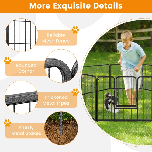 Gymax Dog Playpen Indoor Outdoor 8 Panel 24'' Height Pet Fence for Puppy w/ Door