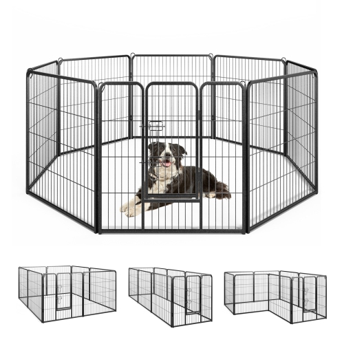 Gymax Dog Playpen Indoor Outdoor 8 Panel 32'' Height Pet Fence for Puppy w/ Door
