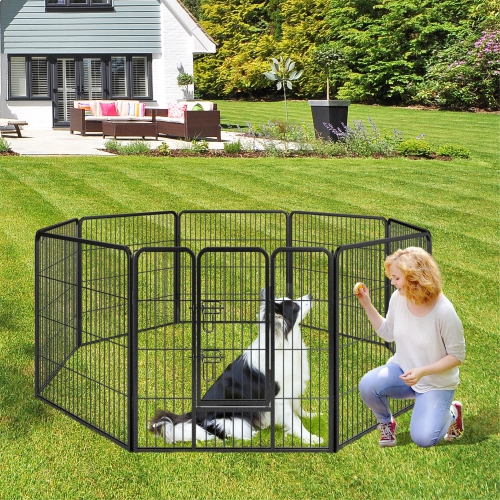 Gymax Dog Playpen Indoor Outdoor 8 Panel 32'' Height Pet Fence for Puppy w/ Door