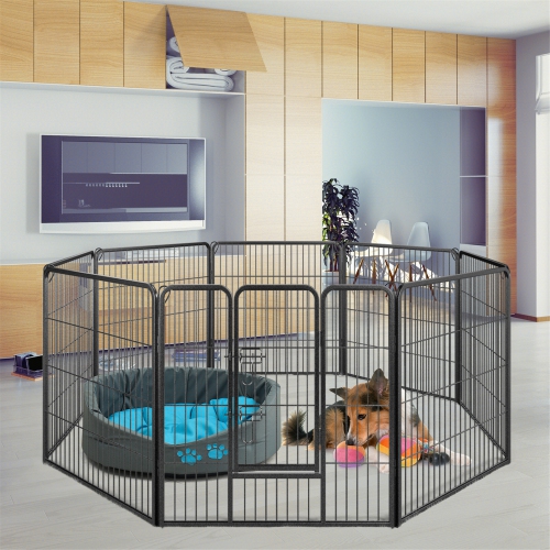 Gymax Dog Playpen Indoor Outdoor 8 Panel 32'' Height Pet Fence for Puppy w/ Door