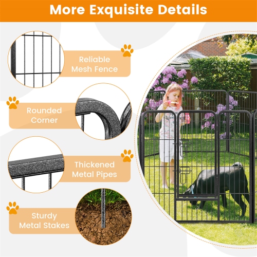 Gymax Dog Playpen Indoor Outdoor 8 Panel 32'' Height Pet Fence for Puppy w/ Door