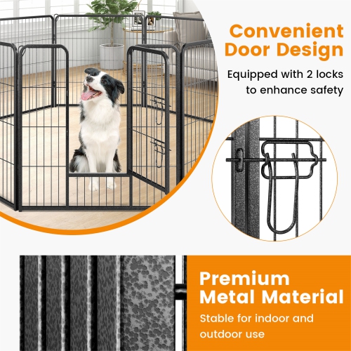 Gymax Dog Playpen Indoor Outdoor 8 Panel 32'' Height Pet Fence for Puppy w/ Door