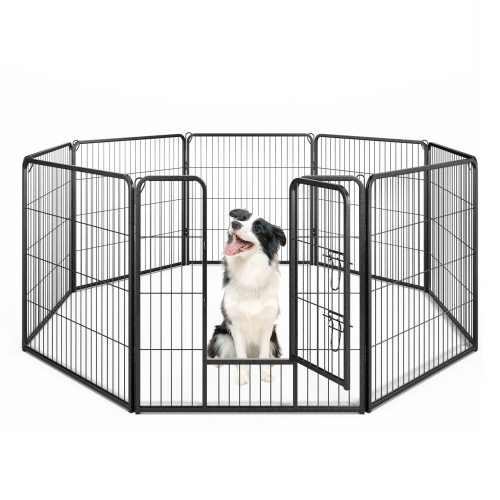 Gymax Dog Playpen Indoor Outdoor 8 Panel 32'' Height Pet Fence for Puppy w/ Door