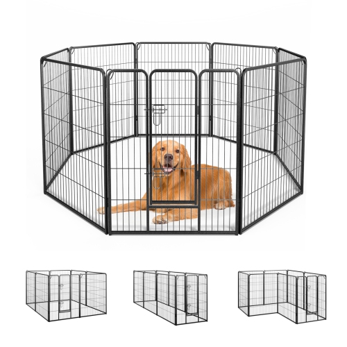 GYMAX  Dog Playpen Indoor Outdoor 8 Panel 40" Height Pet Fence for Puppy W/ Door