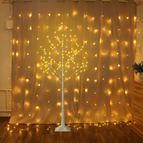 6ft bouleau artificiel à DEL, plantes artificielles pour décoration intérieure et extérieure, décoration de Noël de mariage