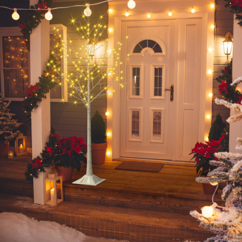 6ft bouleau artificiel à DEL, plantes artificielles pour décoration intérieure et extérieure, décoration de Noël de mariage