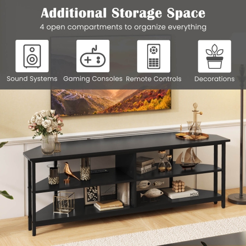Costway Corner TV Stand for TVs up to 65" TV Console Table with AC Outlets&USB A Ports
