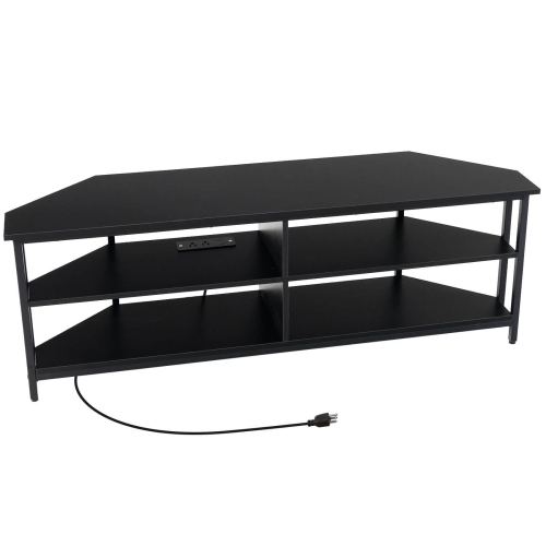 Costway Corner TV Stand for TVs up to 65" TV Console Table with AC Outlets&USB A Ports