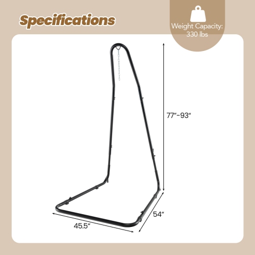 Meuble pour chaises suspendues à hauteur réglable de 77 à 93 po avec cadre en métal robuste de Costway pour patio