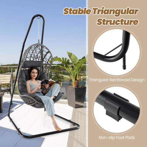 Meuble pour chaises suspendues à hauteur réglable de 77 à 93 po avec cadre en métal robuste de Costway pour patio