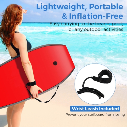 Costway 41" Lightweight Body Board with EPS Core XPE Deck HDPE Bottom Crescent Tail Multi-color