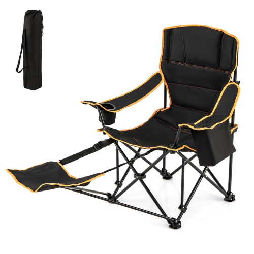 COSTWAY  Goplus 1 PCs Folding Camping Chair With Footrest Adjustable Backrest Padded Cushion