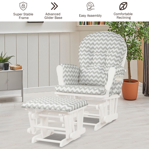 Ensemble fauteuil coulissant et pouf Relax avec coussin de Baby Nursery
