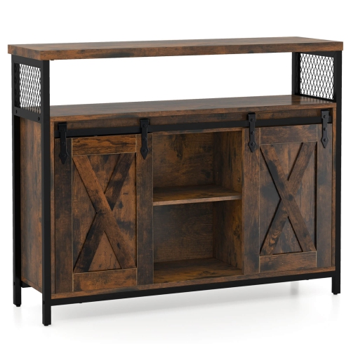 Costway Industrial Buffet Sideboard Cabinet with Spacious Table Top Adjustable Shelves