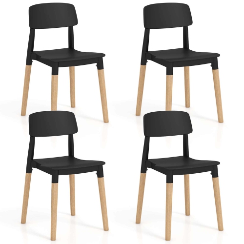 Ensemble de 4 chaises de salle à manger de Costway avec dossier large ergonomique et pattes robustes en bois