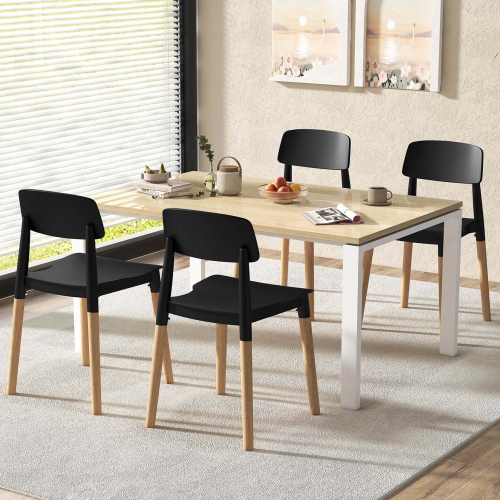 Ensemble de 4 chaises de salle à manger de Costway avec dossier large ergonomique et pattes robustes en bois