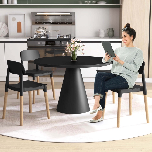 Ensemble de 4 chaises de salle à manger de Costway avec dossier large ergonomique et pattes robustes en bois