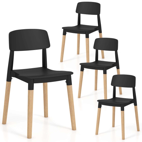 Ensemble de 4 chaises de salle à manger de Costway avec dossier large ergonomique et pattes robustes en bois