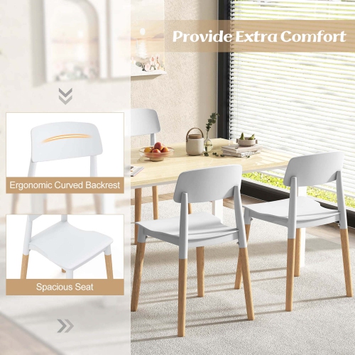 Costway Dining Side Chairs Set of 4 with Ergonomic Backrest Wide Seat & Sturdy Wooden Legs
