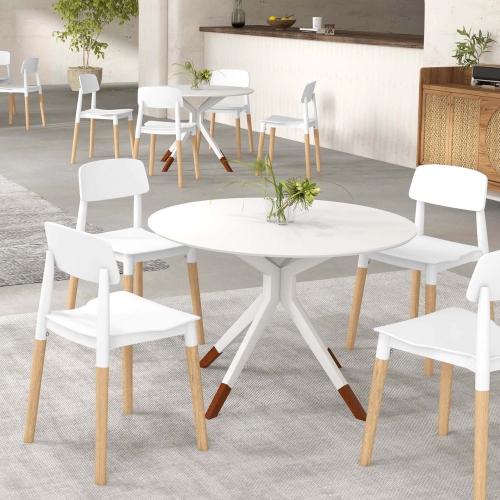 Costway Dining Side Chairs Set of 4 with Ergonomic Backrest Wide Seat & Sturdy Wooden Legs