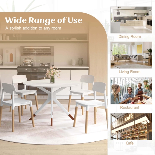 Costway Dining Side Chairs Set of 4 with Ergonomic Backrest Wide Seat & Sturdy Wooden Legs